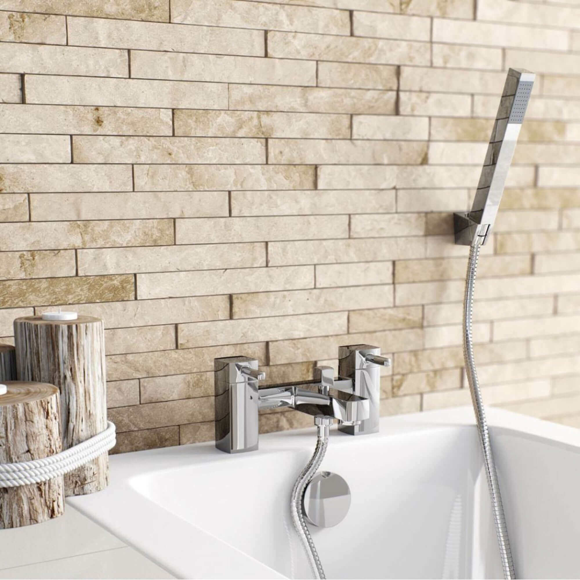 Buy Stella contemporary bath shower mixer filler tap angular shape - chrome Online UK | HOUSE OF ENKI